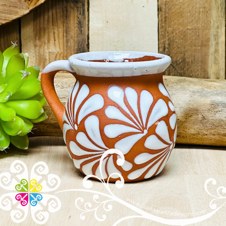 Set of 4 Natural/White Espiga Clay Mugs - Set Taza Barro
