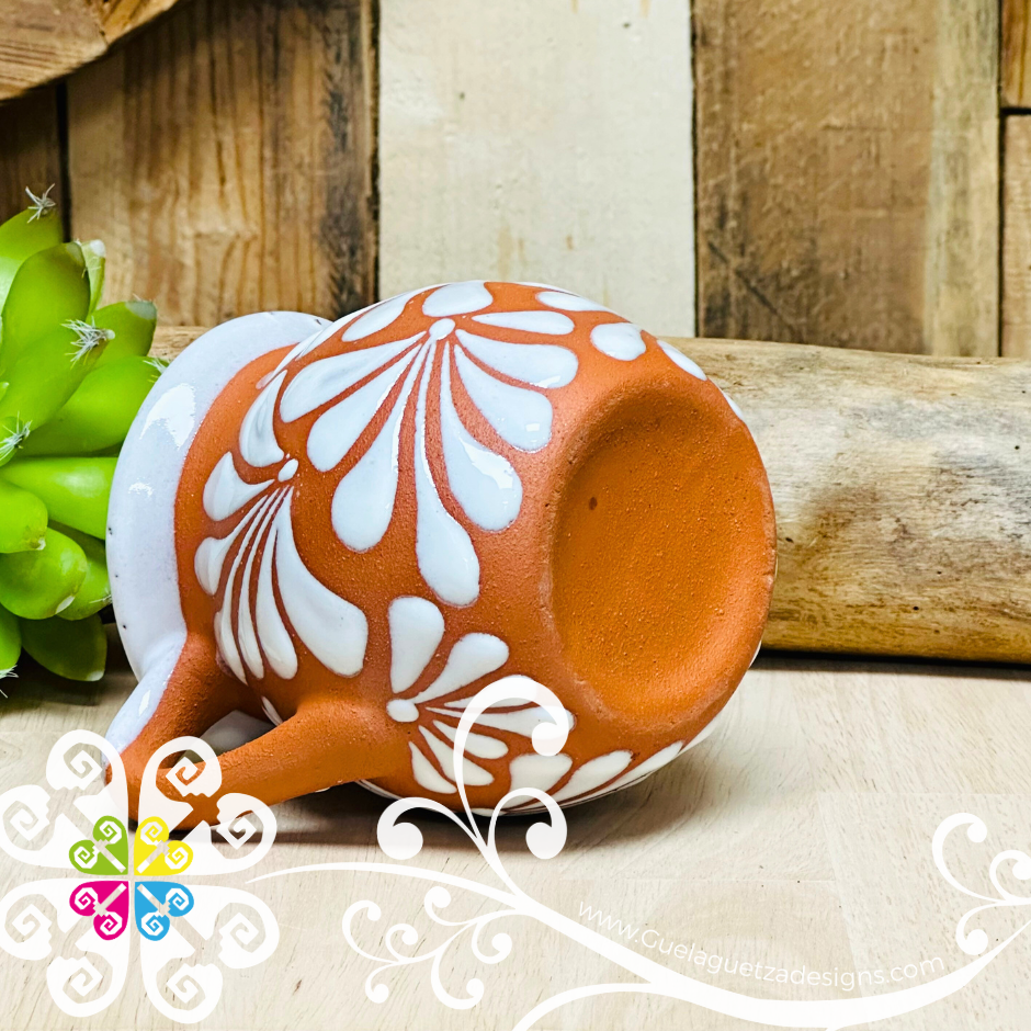 Set of 4 Natural/White Espiga Clay Mugs - Set Taza Barro