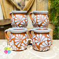 Set of 4 Natural/White Espiga Clay Mugs - Set Taza Barro